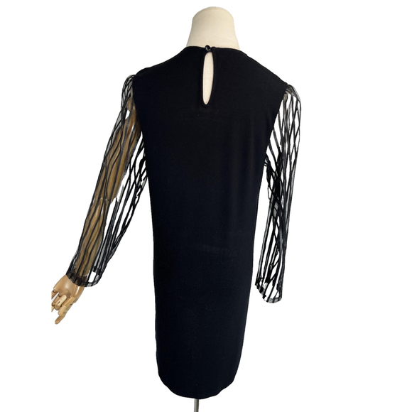 Anne Fontaine Dress Womens 40 Medium Black Sheer Stripe Mesh Mindy France - Picture 4 of 13